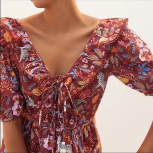 Anthropologie- Maeve ruffle tie blouse